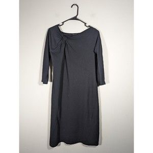Talbots Black Midi 3/4 Sleeve Front Knot Dress Women Size 12